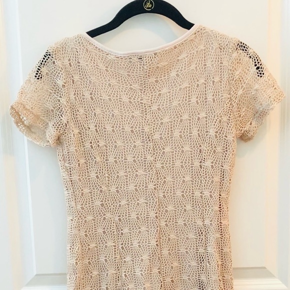 Rosegold Petite Tan Net Lace Overlay Dress - Picture 8 of 14